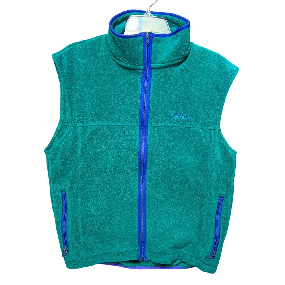 VTG LL Bean Fleece Vest M Teal Blue Purple Full Zip Retro 90s Gorpcore Granola